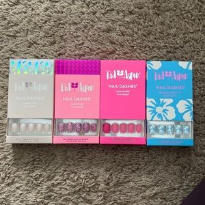 New set of 4 bundle of Red Aspen Nail Dashes - pink, nude, sparkle and blue